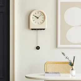 Wall Clocks Modern Clock With Swing Pendulum For Dining Room Cream French Style Decorative