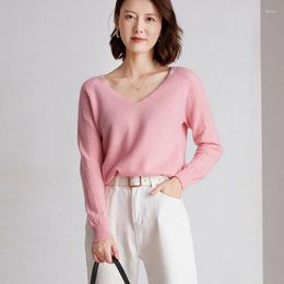 Women's Sweaters Autumn And Winter V-neck Thin Pure Wool Knitwear Fashion Warm Keeping Versatile Pullover Top