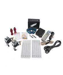 Complete Tattoo Gun Kits 2 Machines Guns Sets 10 Pieces Needles Power Supply Tips Grips for Beginner Wholea112321329