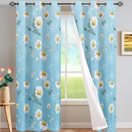 Curtain Daisy Flower Soft And Skin-friendly Exquisite Pattern Drapes Semi-shading Insulation El Living Room Polyester Fabric Curtains