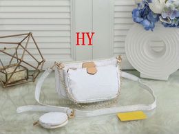 Designer Bag White Flower letter Shoulder Bags Luxury Floral Classics MULTI POCHETTE Clutch Embossed Women Messenger Bag Large Capacity 3 Pieces Straps Bag L50