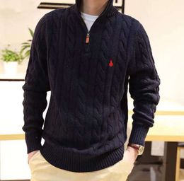 Everything goes with fashion Mens sweater designer polo half zipper Hoodie long sleeve Ralph knitted horse Twist high collar men woman Hip hop Fash Advanced Design