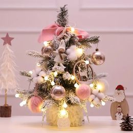 1pc, Pink Mini Christmas Tree With Lighting Tabletop Decoration Party Decoration, Room Decoration, Aesthetic Room Decor,Christmas Decor,