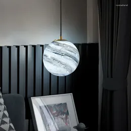 Pendant Lamps Nordic Restaurant Chandelier Art Designer Decorative Glass Material Living Room Single Head Circular Planet Small