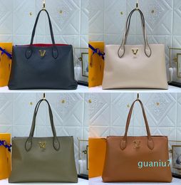 shopping bag Cowhide designer handbag Metal V-lock and key shoulder bags Large capacity Travel handbags 42cm