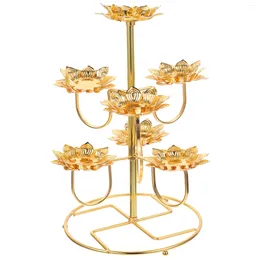 Candle Holders Ghee Lamp Holder Tibetan Golden Stainless Steel Tealight Candelabra For Home Wedding Party Temple Diwali
