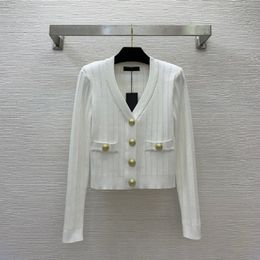 Autumn White / Black Solid Color Panelled Knitted Cardigan Sweater Hot Pink Long Sleeve V-Neck Buttons Single-Breasted Sweaters Coats B3S151316