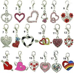 Pendant Necklaces JINGLANG Classics Charm With Lobster Clasp Dangle Rhinestone Enamel Heart Pendants Charms For Jewelry Making Accessories