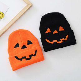 Halloween Hats Are Funny And Cute For Kids And Adults Women's Autumn And Winter Warmth Caps Halloween Pumpkin Personalized Jacquard Knitted Hat Men's Fashion