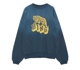 Plus Size Hoodies Sweatshirts Fleece Designer Sweatshirts Klassischer Tiger-Print Washed Gradient Sweater Lose Rundhals-Pullover Hoodies