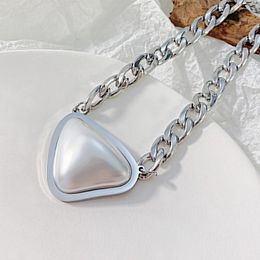 Pendant Necklaces JHSL Hyperbole Big Large Statement Heart Pendants Necklace For Women Female Stainless Steel Chain Silver Colour Fashion