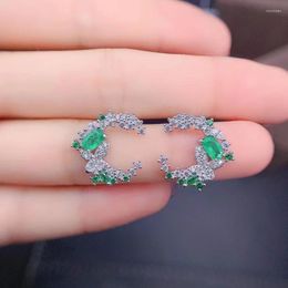 Stud Earrings MeiBaPJ Natural Colombian Emerald Gemstone Btterfly Real 925 Silver Fine Charm Jewellery For Women