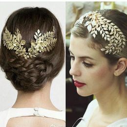 Hair Clips Baroque Crown Fashion Gold Colour Leaves Bridal Wedding Tiara Party Jewellery For Women Accessories