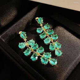 Dangle Earrings 2023 Vintage Tassel Drop Inlay Dazzling Colourful Zircon S925 Luxury Jewellery For Women Wedding Cocktail Party