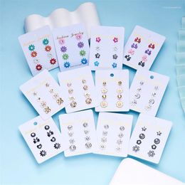 Stud Earrings Korean Sweet Small Flower Earring Set Bow Star Heart Zircon For Women Simple Jewellery Birthday Party Gifts 4pair/set