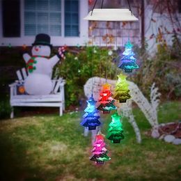 1pc Christmas Solar Wind Chimes, Christmas Wind Chimes Outdoor, Color Changing Led Solar Wind Chimes, Hanging Outdoor Christmas Decor, Garden Decor