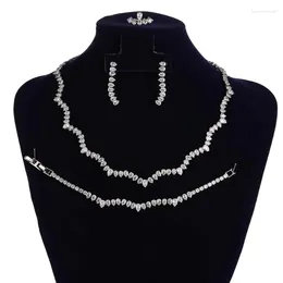 Necklace Earrings Set HADIYANA Fashion Jewelry Women Engagement Wedding Accesories BN9304 Designer Luxury Cubic Zircon