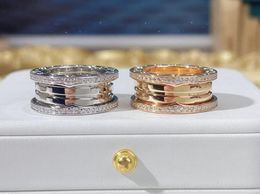 Kobiety luksusowy projektant Diamond Titanium Steel Srebrny pierścień mężczyźni i kobiety Rose Gold Pierścienie dla miłośników Para biżuterii Prezent