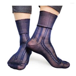 Men's Socks Ultra Thin Sexy Formal Dress Suit For Men Nylon Silk Softy Brand Male Gay See-through Business Hose Stocking