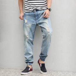 Men's Jeans Men's Arrival Fashion Hole Loose Plus Size Ankle Length Trousers Hiphop Harem Pants Male Chic Denim ClothingMen's