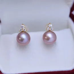 Stud Earrings ED189Lefei Fashion Classic Luxury 9-10mm Strong Lustre Few Flaw Freshwater Pearl Princess Women S925 Silver Charms Gift