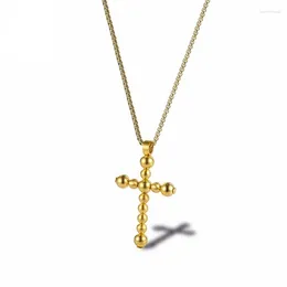Pendant Necklaces Stainless Steel Vintage Style Beads Cross Shape Jesus Necklace Classic Faith Religious Jewellery