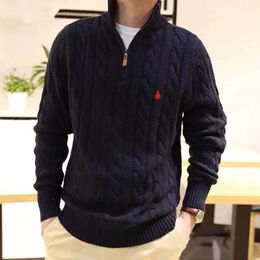 24 ggly Mens sweater designer polo half zipper Hoodie long sleeve Ralph knitted horse Twist high collar men woman Hip hop Fash Advanced Design Add fleece to thicken