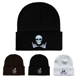 Halloween Hats Are Funny And Cute For Kids And Adults Halloween Horror Skull Series Embroidered Knitted Hat Hot Selling Customizable Warm Windproof Woolen Hat