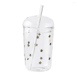 Wine Glasses Glass Sippy Cup Drinking Water Household Beverage Large Capacity Juice Mug Decorative Home Straw Portable Bottle