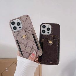 Designers Luxury leather cardholder Phone Cases For iPhone 15pro 15 14promax 14plus 14 13pro 13 12promax 12 11promax 11 Fashion Flower Brown Shockproof Case 286523