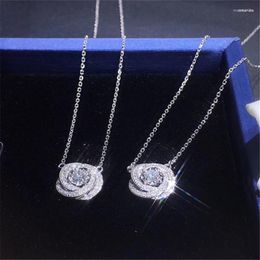 Lockets Elegant Choker Necklace Real Silver Color Bijou Pave Zircon Cz Statement Wedding Pendants For Women Jewelry