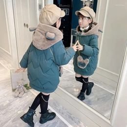 Down Coat Girls Clothes Hooded Jackets For Girl Kids Fashion Warm Coats Thicken Outerwear Cute Cartoon Bag Children TZ982