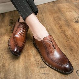 Dress Shoes Men Faux Leather For Brand Oxford Lace Up Carving Fashion Luxury Formal B110