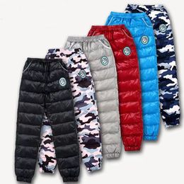 Trousers Casual White Duck Down Pants for Big Boys Winter Thicken Warm Trousers Girls Camouflage Add Wool Outerwear Waterproof Leggings 231021