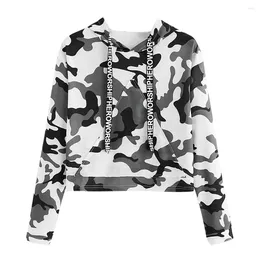 Women's Hoodies Women Long Sleeve Cropped Pullovers Camouflage Print Hoodie Sweatshirt Jumper Pullover Tops Blouse Ropa De Mujer Sudadera