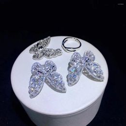 Cluster Rings 1 Style Is Equal 2 Styles Ring And Pendant Double Use 925 Sterling Silver With Cubic Zircon Butterfly Adjustable Size