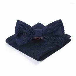 Bow Ties Knitting Adjustable Mens Bowtie Handkerchief Set Pre-Tied Smart Party Cravat Accessories Neck Tie Prom Luxury 95