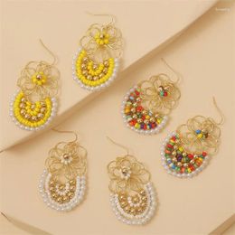 Dangle Earrings Arrivals Summer Trendy Multicolor Beads Handmade Weave Flowers For Women Girls Fashion Jewerly Accessories