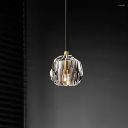 Pendant Lamps Copper Crystal Dining Room Chandelier Modern Simple Light Luxury Bedroom Bedside Living Bar Disc