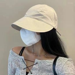 Berets Spring Summer Bucket Hat Wide Brim Sun For Women Drawstring Adjustable Foldable Beach Hats Quick-drying Visors Fisherman Cap