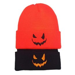 Halloween Hats Are Funny And Cute For Kids And Adults Funny Pumpkin Lantern Embroidery Knitted Hat Men's And Women's Halloween Cartoon Woollen Hat Street Pullover Hat