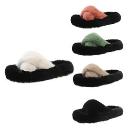 deigner winter slippers women platform slides shoes fur winter snow warm sandals black white green orange fur slippe women shoes