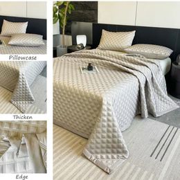 Mattress Pad Thicken Bedspread 200x230 Solid Color Mattress Protector Single Size Luxury Bed Cover for Home Pillowcase Need Order 231021