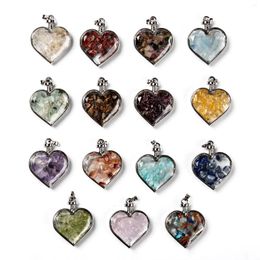 Pendant Necklaces 5pcs Heart Glass Bottle Pendants With Natural Stone Citrines Aquamarines Lapis Lazuli Chips Beads For Necklace Jewellery