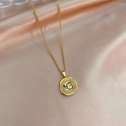 Pendant Necklaces Cute Small Elephant Whole Stainless Steel Necklace Flower 18K Gold Plated Cartoon Animal Choker Neck Jewellery For Women