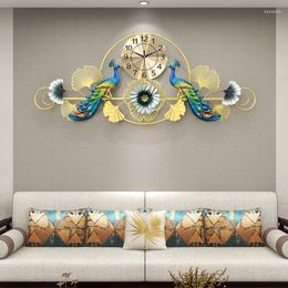 Wall Clocks Hanging Bedroom Clock Big Size Quartz Gold Peacock Large 3d Digital Timepiece Reloj Pared Modern Home Decoration