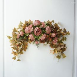 Decorative Flowers Excellent Artificial Garland Long Lasting Easy Caring Lightweight Threshold Wreath Ornaments