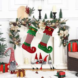 Christmas Stocking Hanging Socks Xmas Rustic Personalised Stockings Christmas Snowflake Decorations Family Party Holiday Supplies