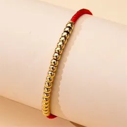 Link Bracelets Handmade Tibetan Buddhist On Hand Braided Gold Colour Stainless Steel Beads Lucky Rope Bracelet & Bangles For Women Men