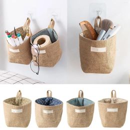 Hangers Hanging Storage Bag Cotton Linen Decorative Wall Basket Organiser Collapsible Box Bags For Door Closet Fast